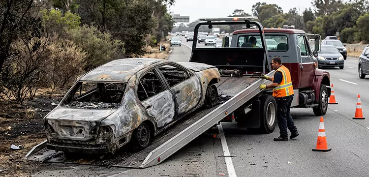 Fire-Damaged Wrecked Car Removal in New York